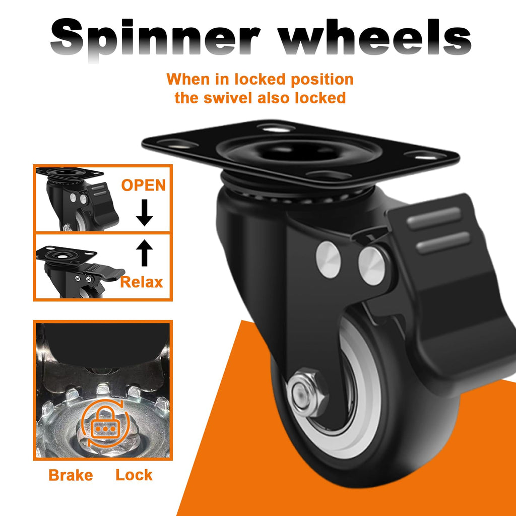2 Inch Caster Wheel Set of 4 with Dual Brake V7651