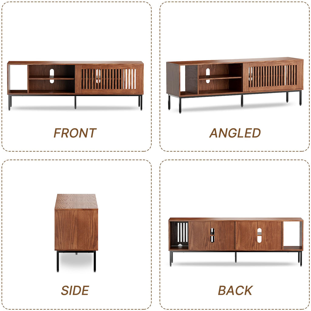 Farmhouse TV Stand for 65-70 Inch TVs with Sliding Barn Door C588