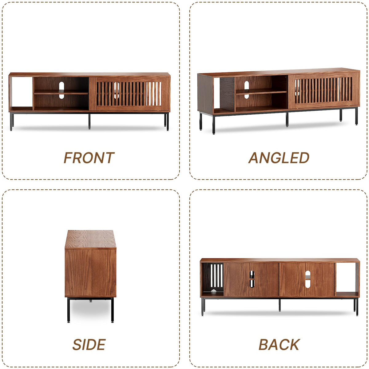 Farmhouse TV Stand for 65-70 Inch TVs with Sliding Barn Door C588