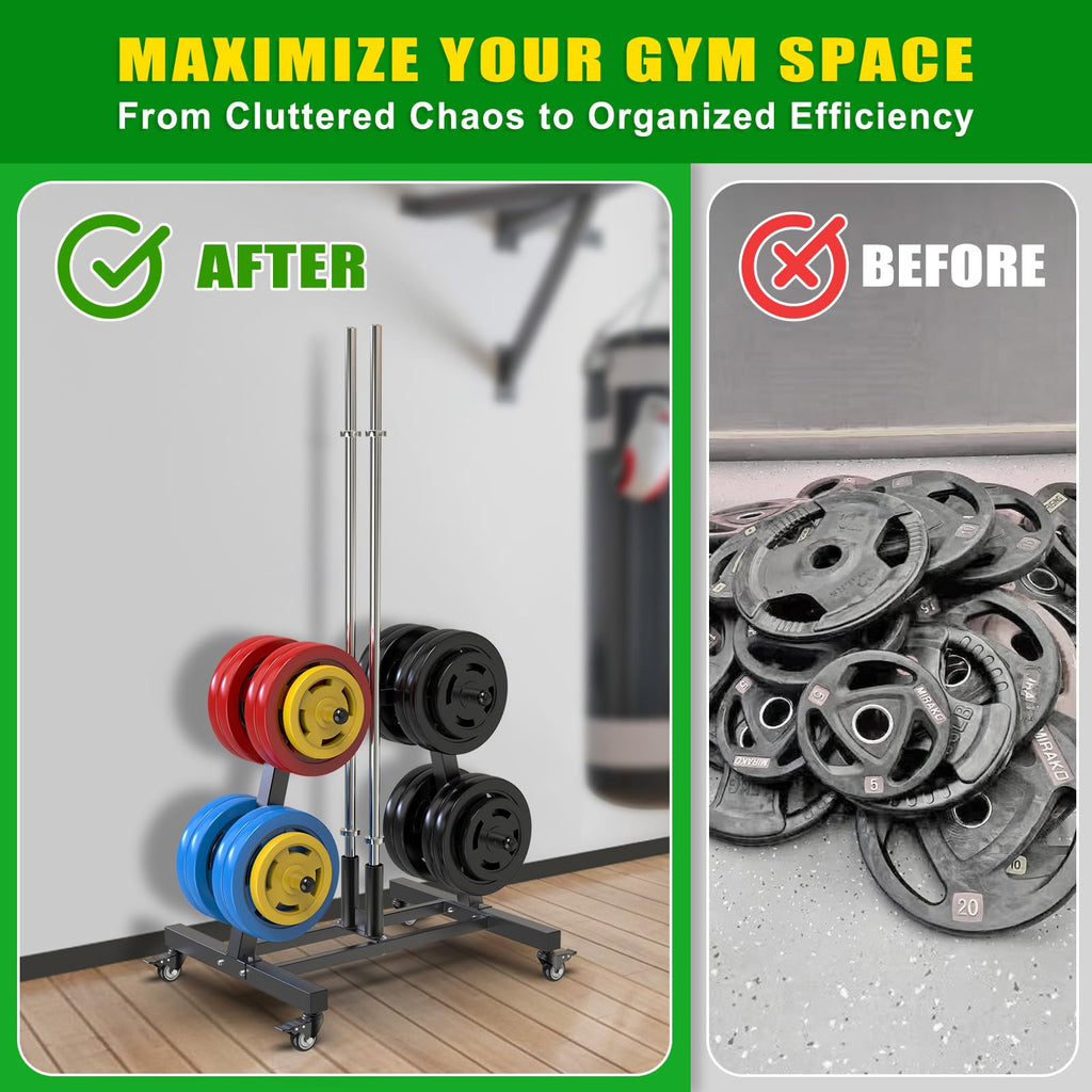 2" Olympic Weight Plate Tree Rack and Barbell Holders F721