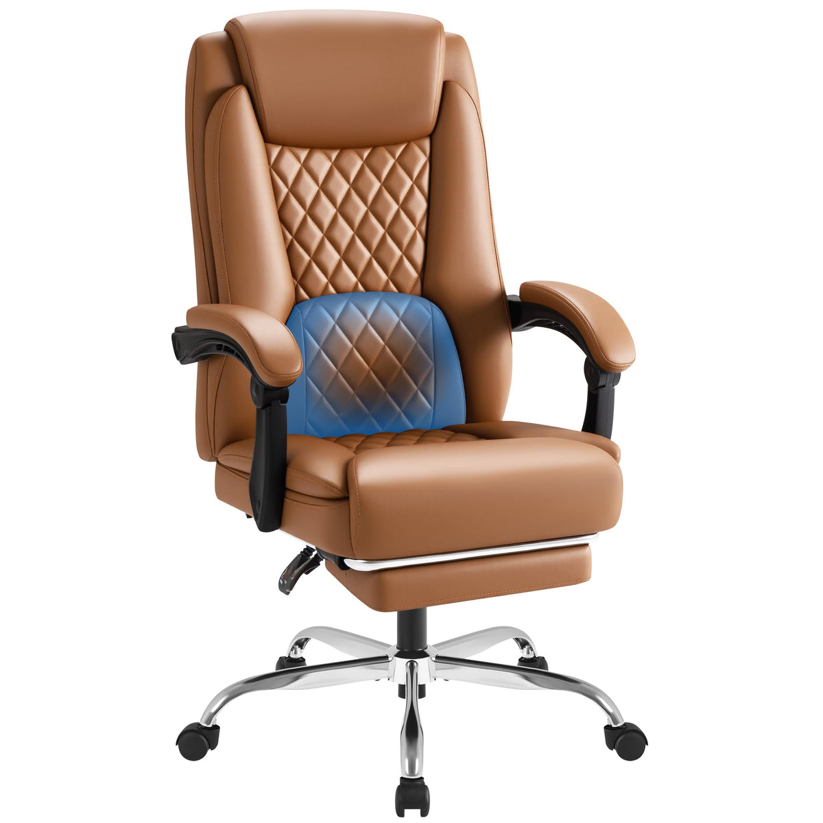 Brown Leather Ergonomic High Back Office Chair with Footrest U108