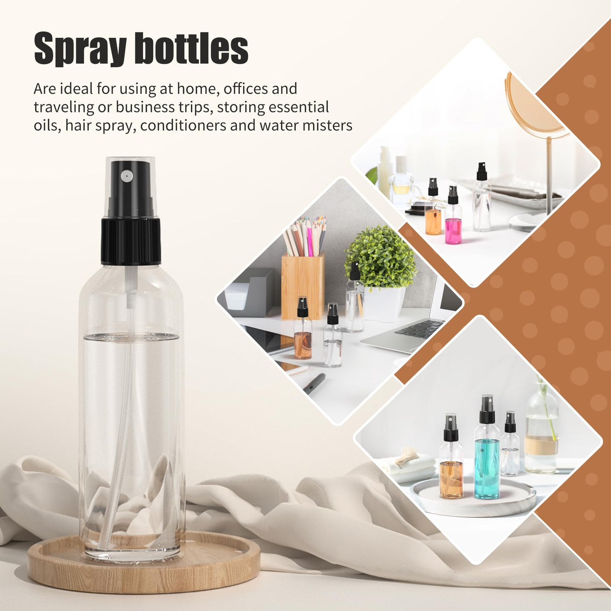 2.7oz/80ml 100PCS Plastic Spray Bottles Z186216