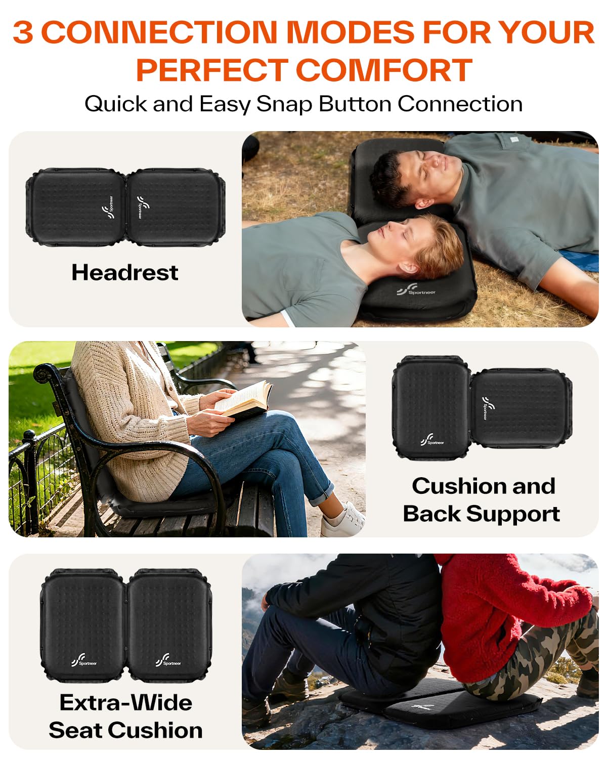 Inflatable Self-Inflating 2" High Rebound Foam Seat Cushion, 2 Pack X213587