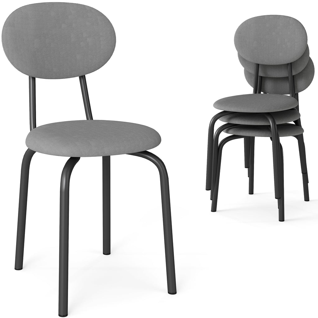 Stackable Dining Chairs Set of 4 Grey O375