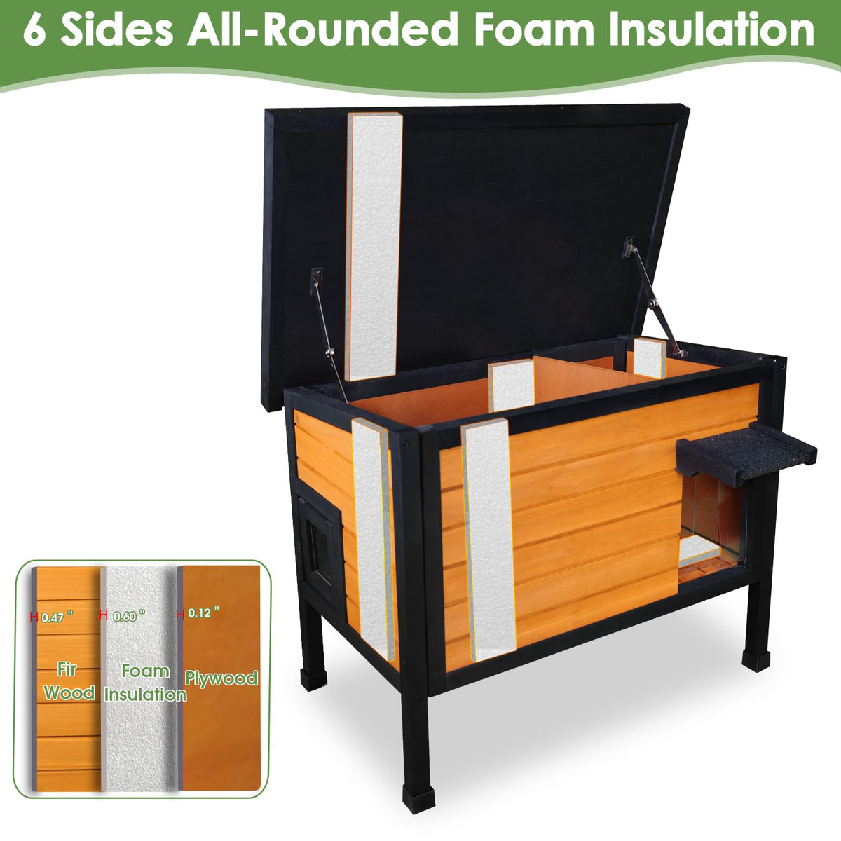 Outdoor Insulated Wooden Cat House I55770