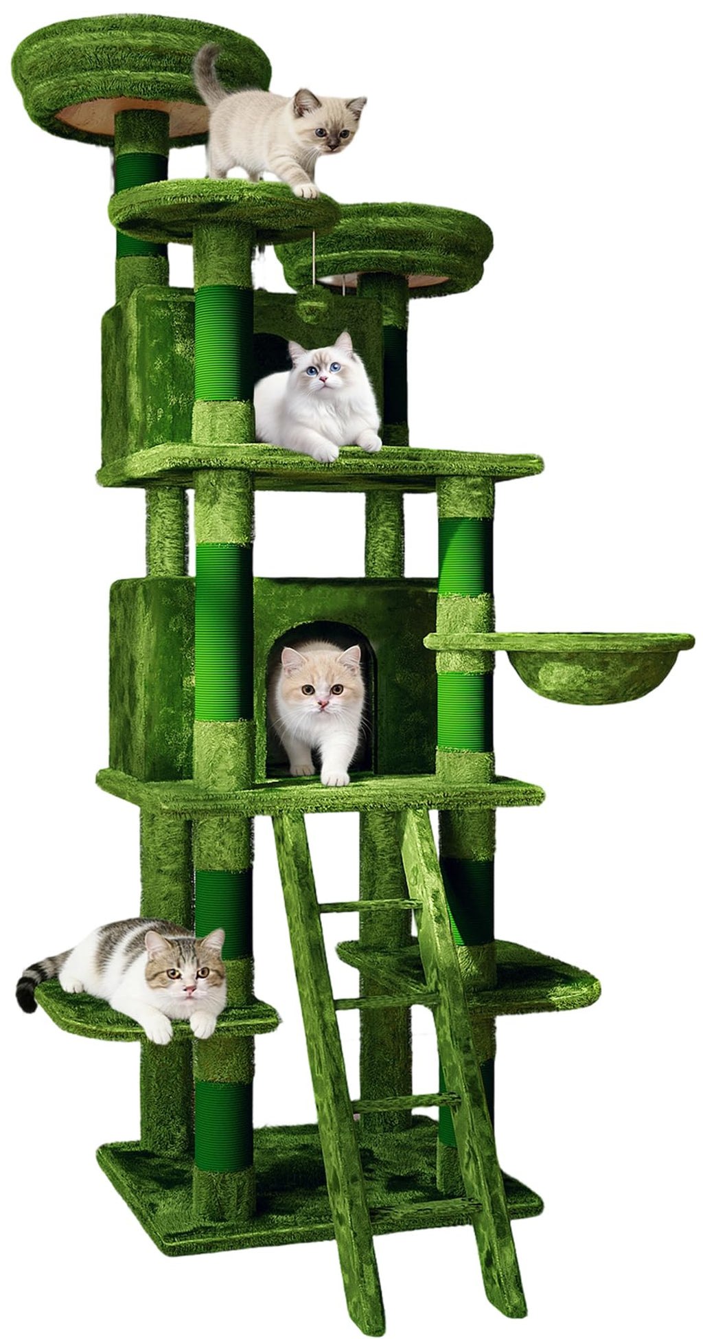 70.87'' Cat Tree Tower with Scratching Post and Hanging Hammock J6780