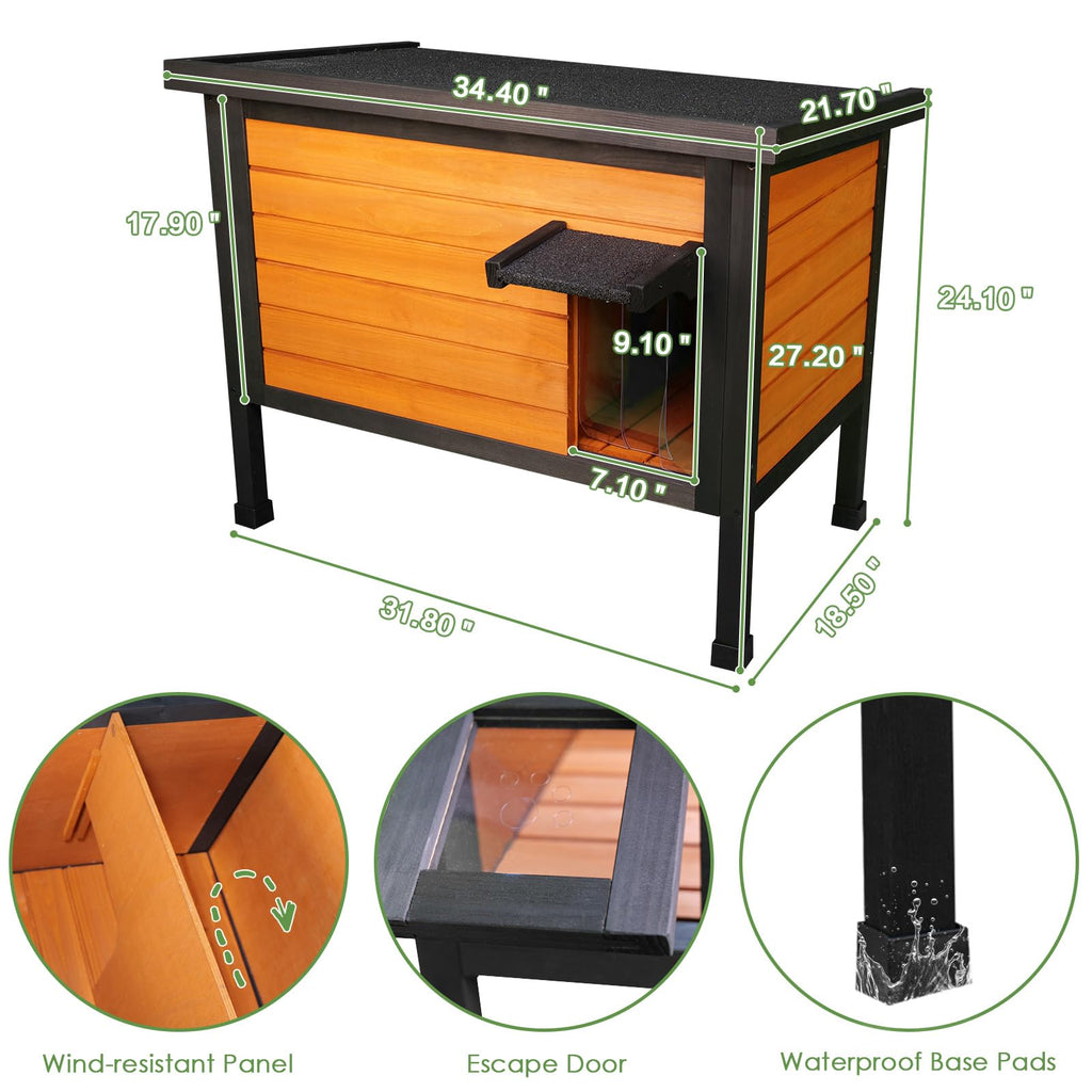 Outdoor Insulated Wooden Cat House I55770
