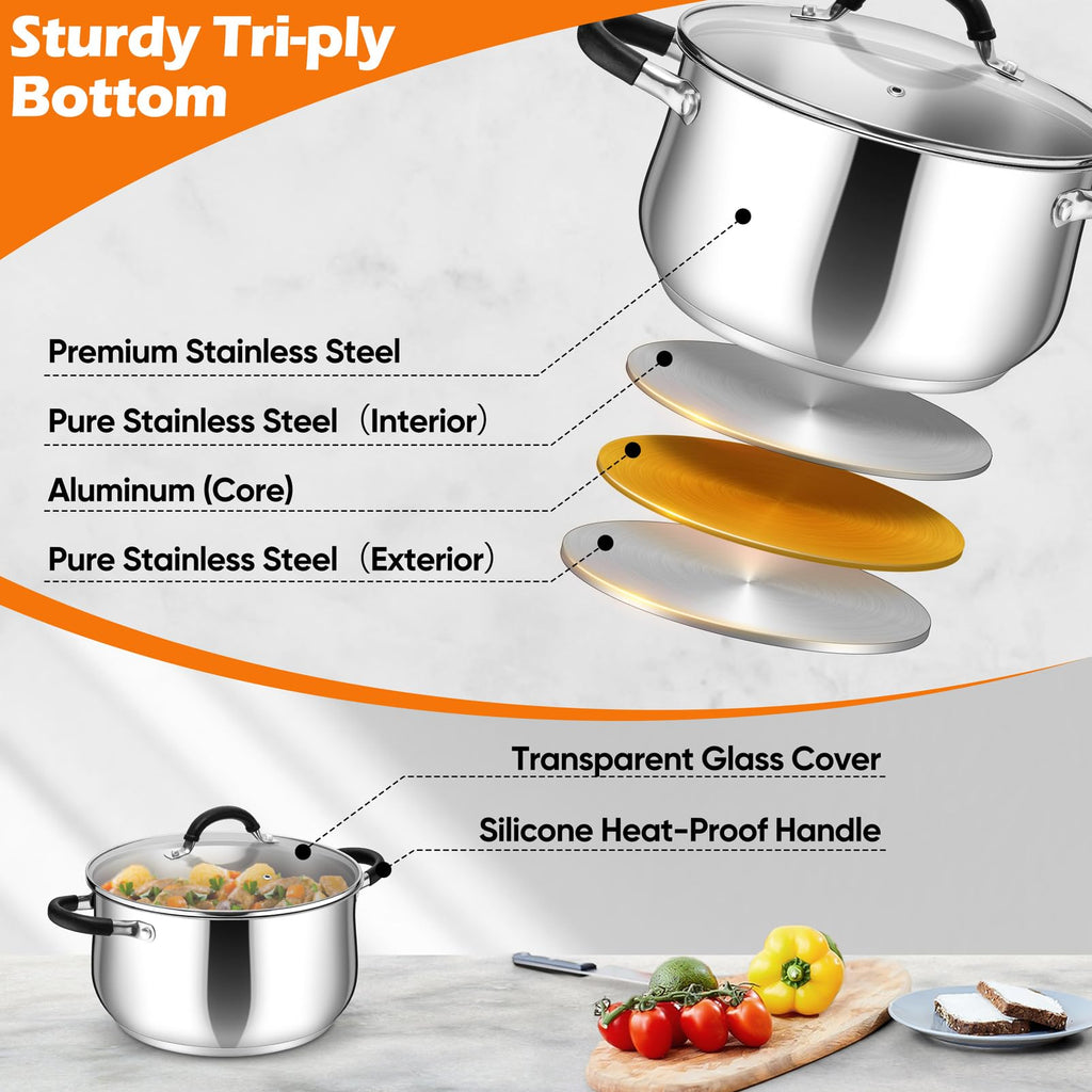 6 Quart Stainless Steel Stock Pot X436