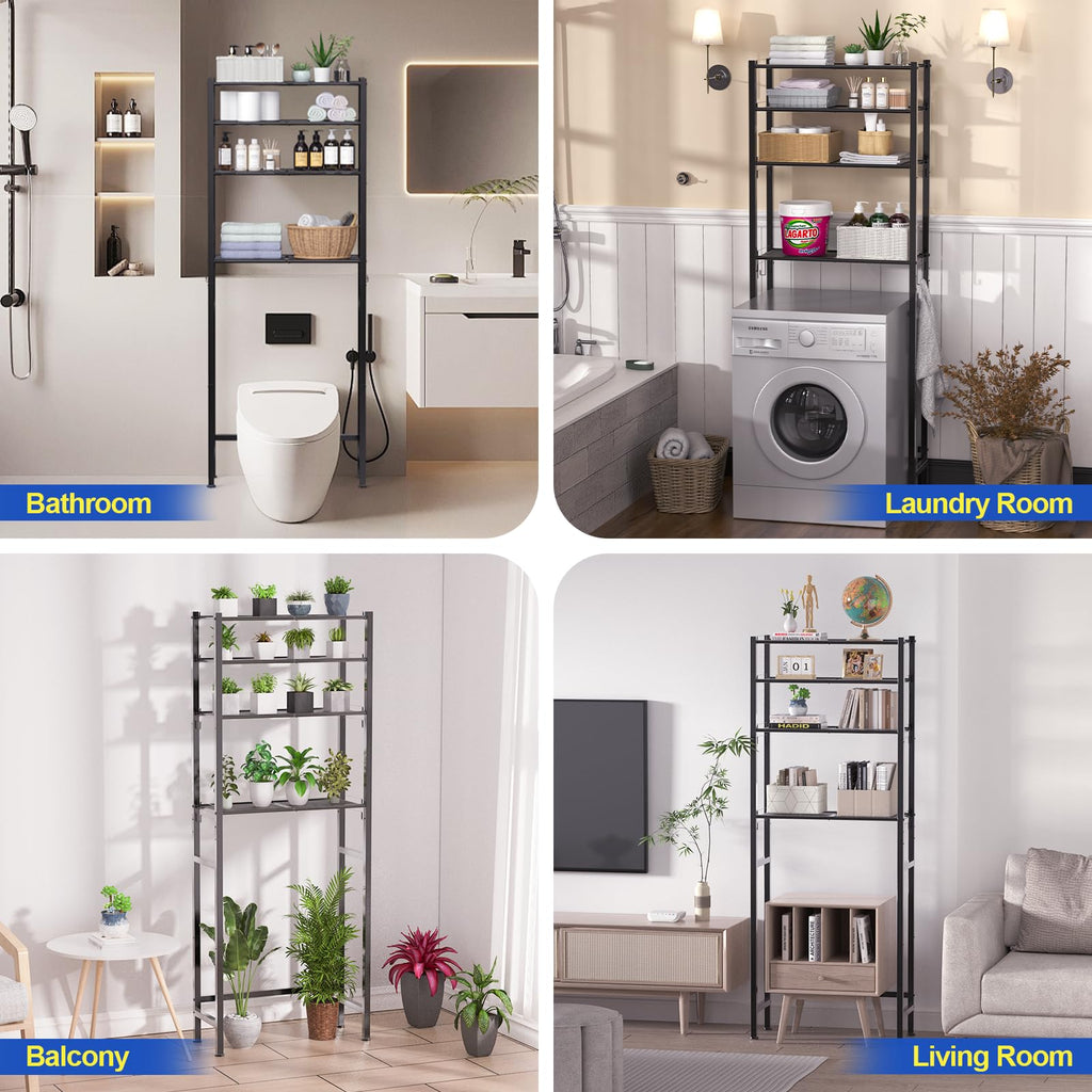 4 Tier Over The Toilet Storage Rack Black U334