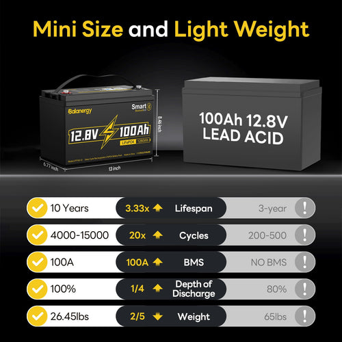 12V 100Ah LiFePO4 Lithium Battery Group 31 with 100A BMS N735