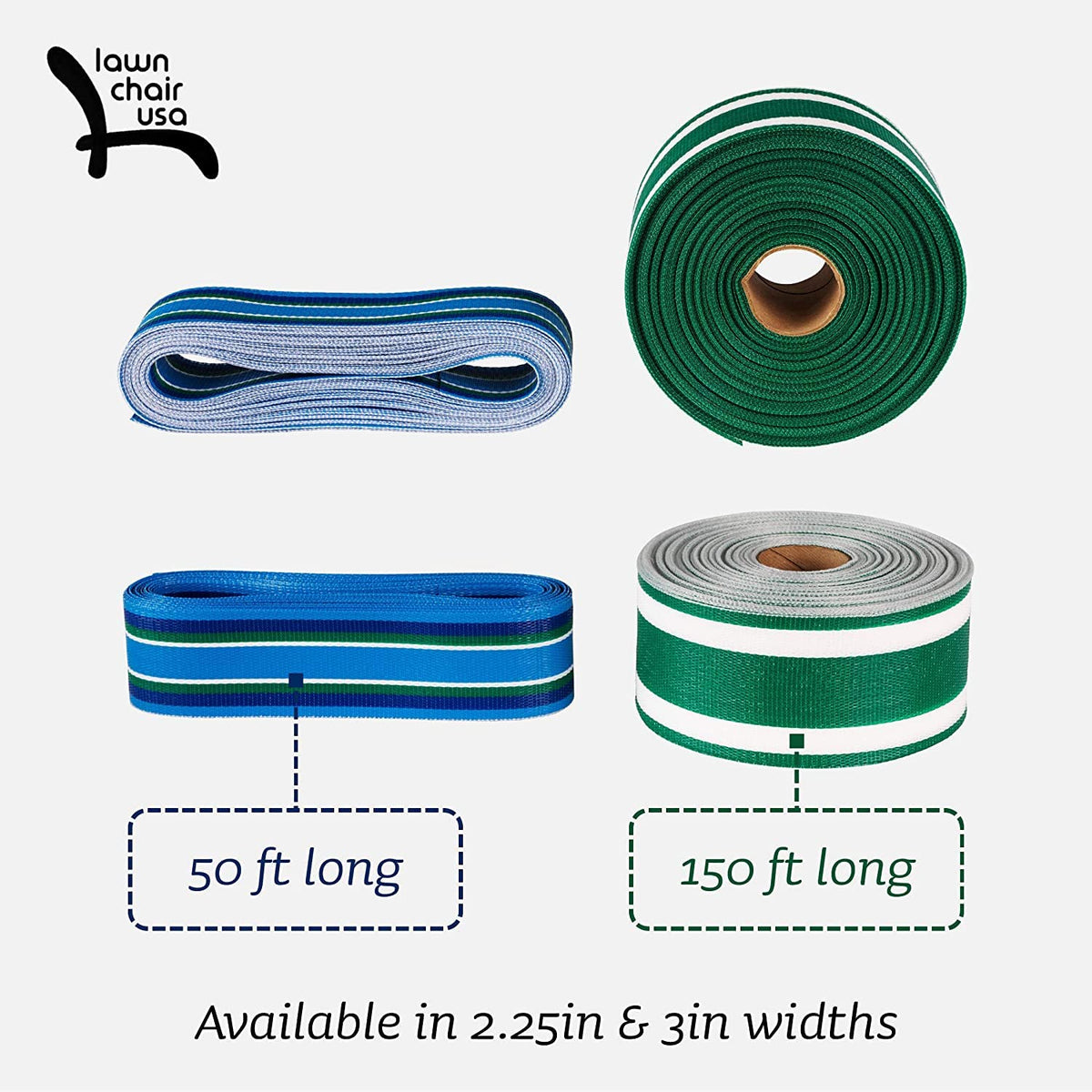 Blue 3" x 50' Lawn Chair Webbing M5262