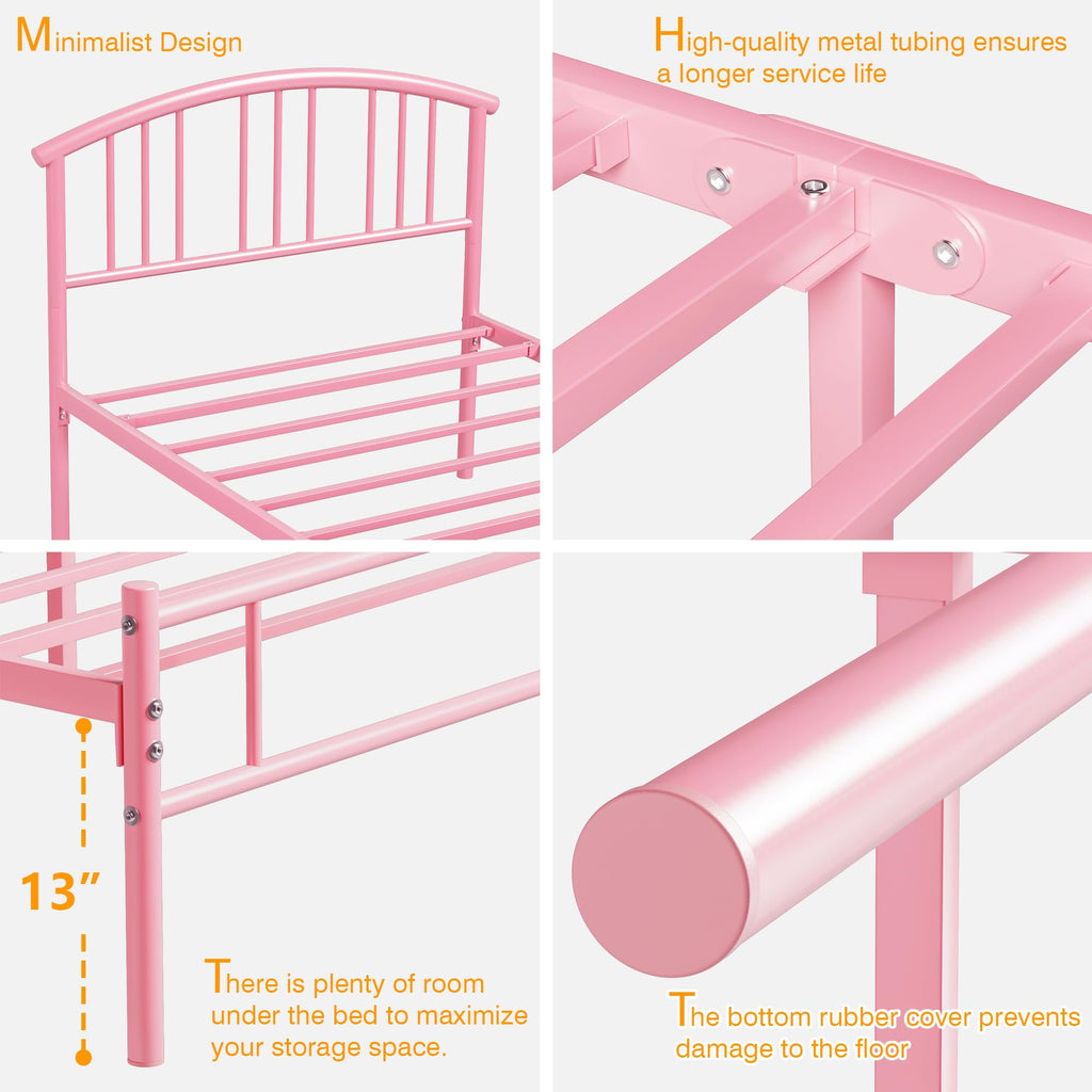 Twin Size Metal Bed Frame with Headboard and Footboard B663102