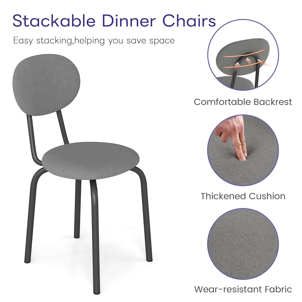 Stackable Dining Chairs Set of 4 Grey O375