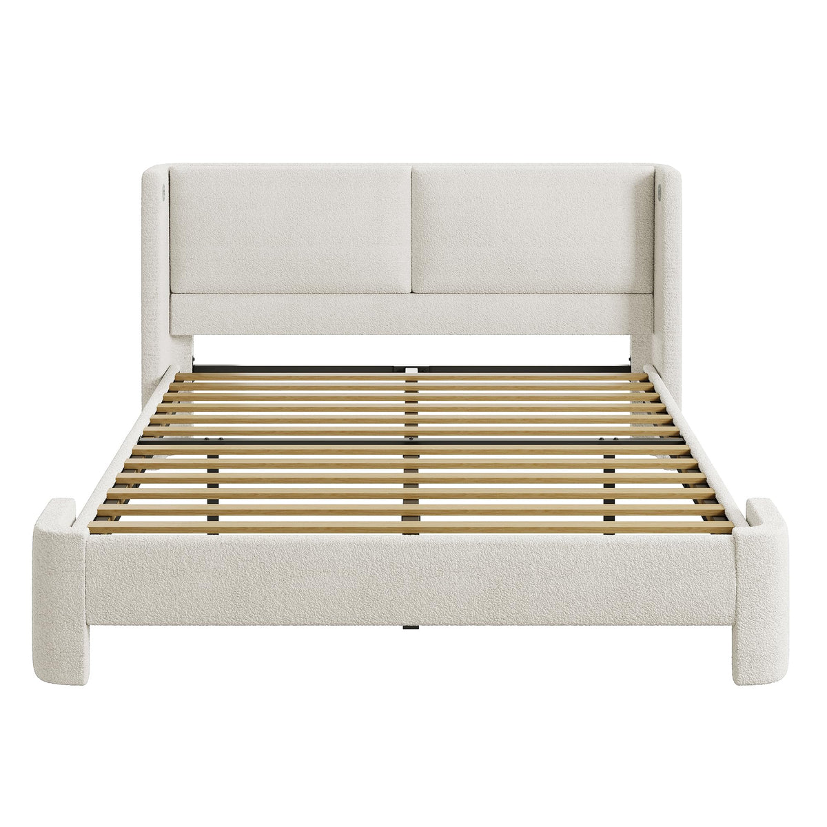 Queen Bed Frame with USB Ports & Wingback Headboard K455