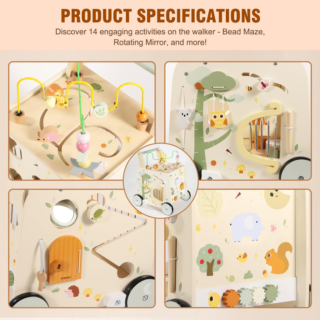 Wooden Activity Cube Push Walker J80179