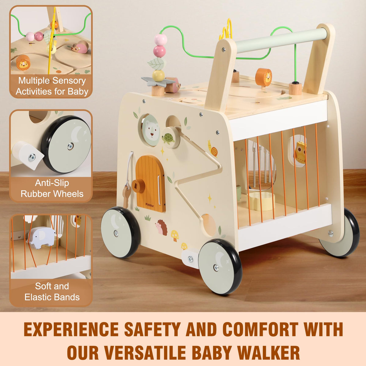 Wooden Activity Cube Push Walker J80179