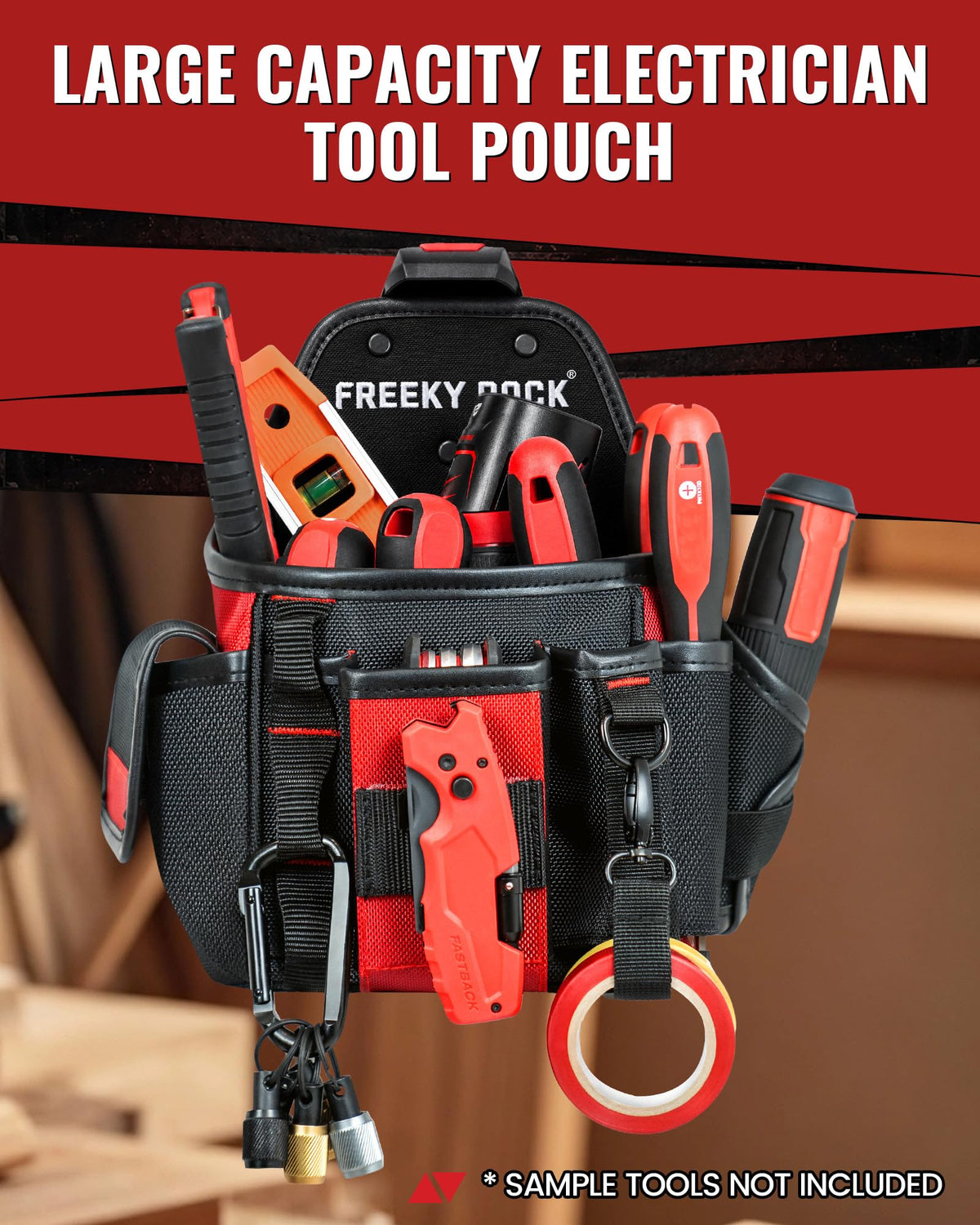 Heavy Duty Tool Belt with 2 Tool Pouches, Adjustable Work Belt Z8521