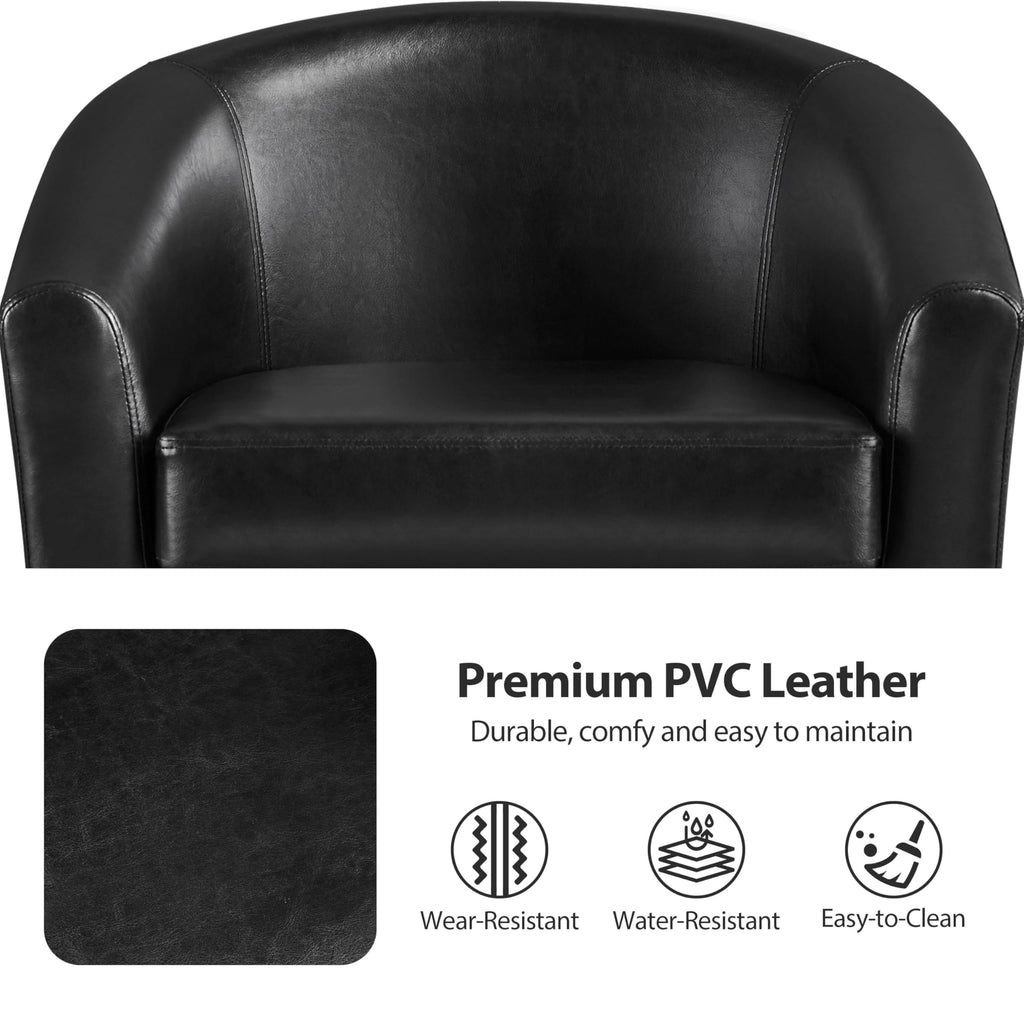 Black Faux Leather Barrel Accent Chairs D301916
