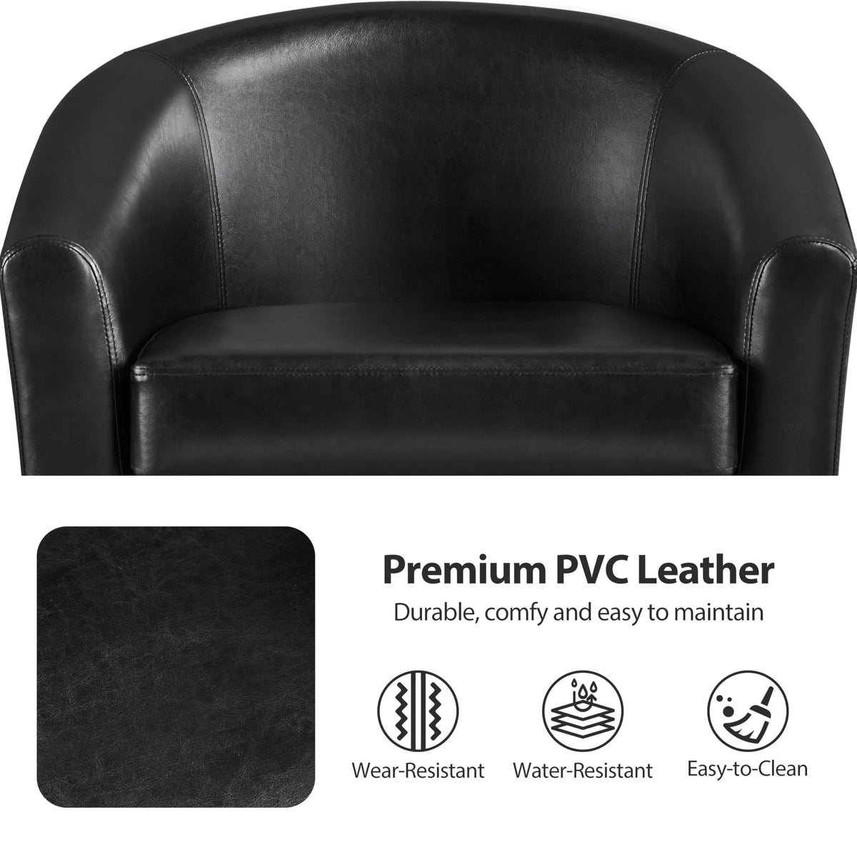 Black Faux Leather Barrel Accent Chairs D301916