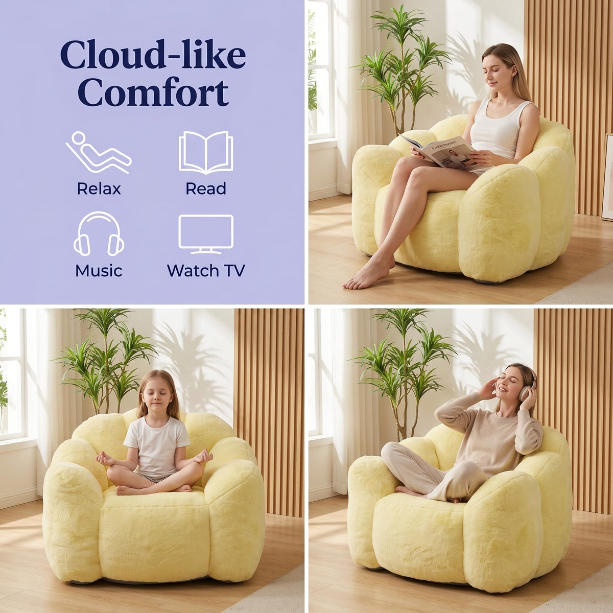 Lotus Bean Bag Chair with Pull Ring E818