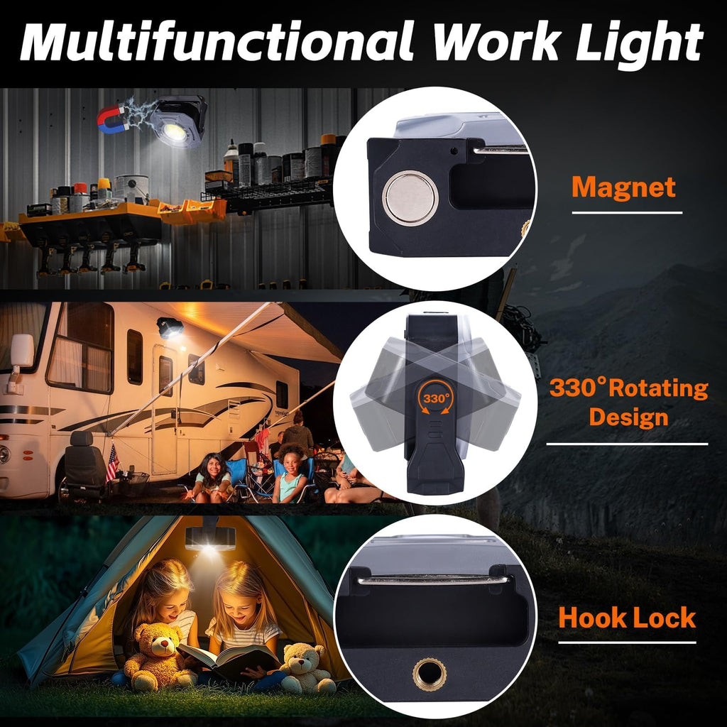 3 Pack 4000mAh 840 Lumens Magnetic Rechargeable Work Light X56679