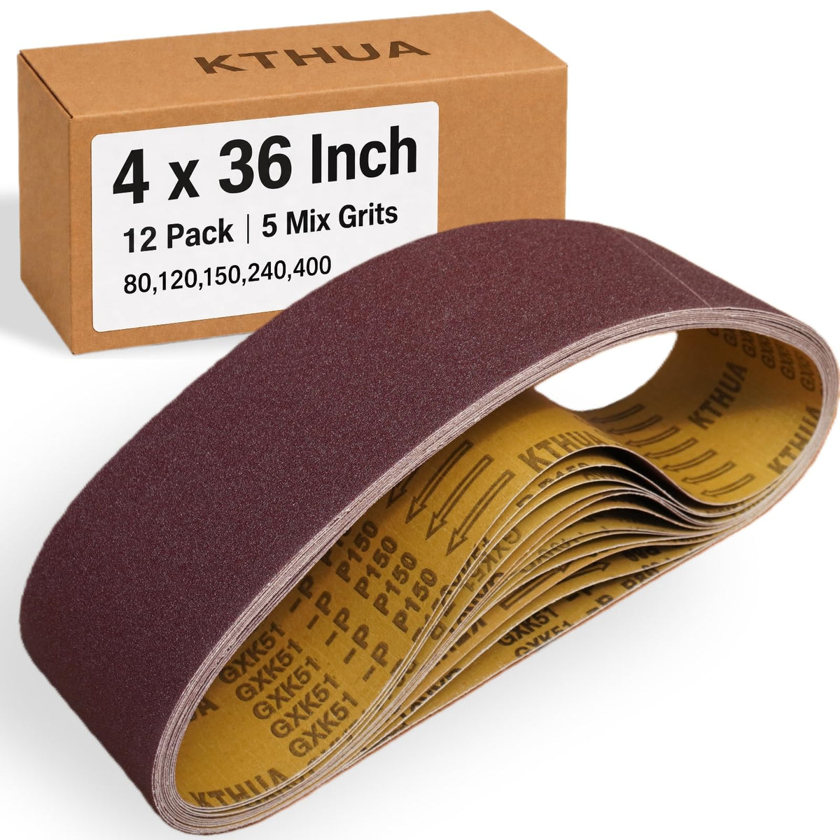 4x36 Aluminum Oxide Sanding Belts, 12 Pack I5380