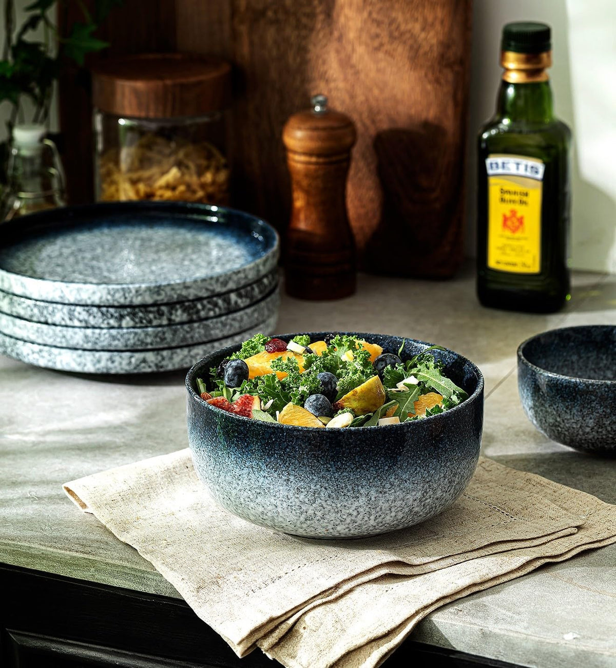 36 Ounce Ceramic Bowl Set of 4 Dark Blue H606170