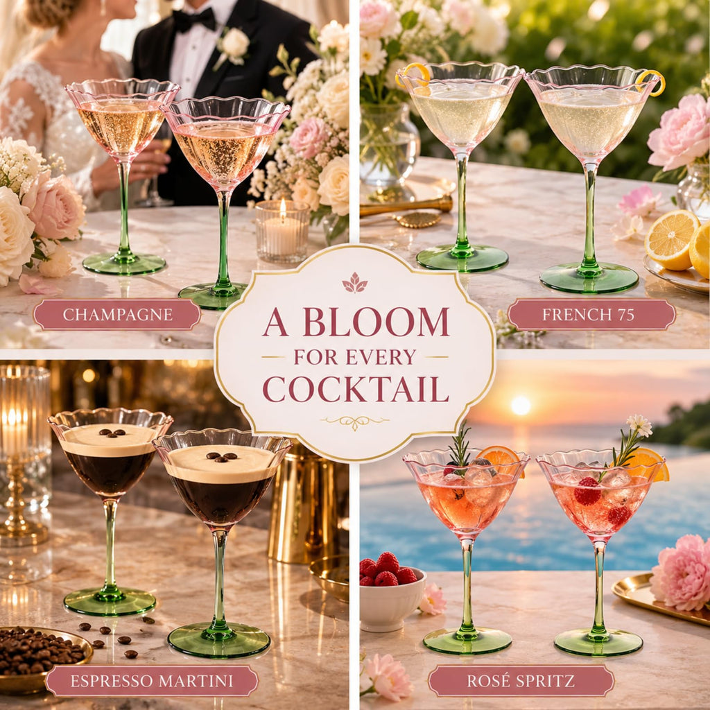 Pink Tulip Flower Cocktail Glasses 2 Set E166771