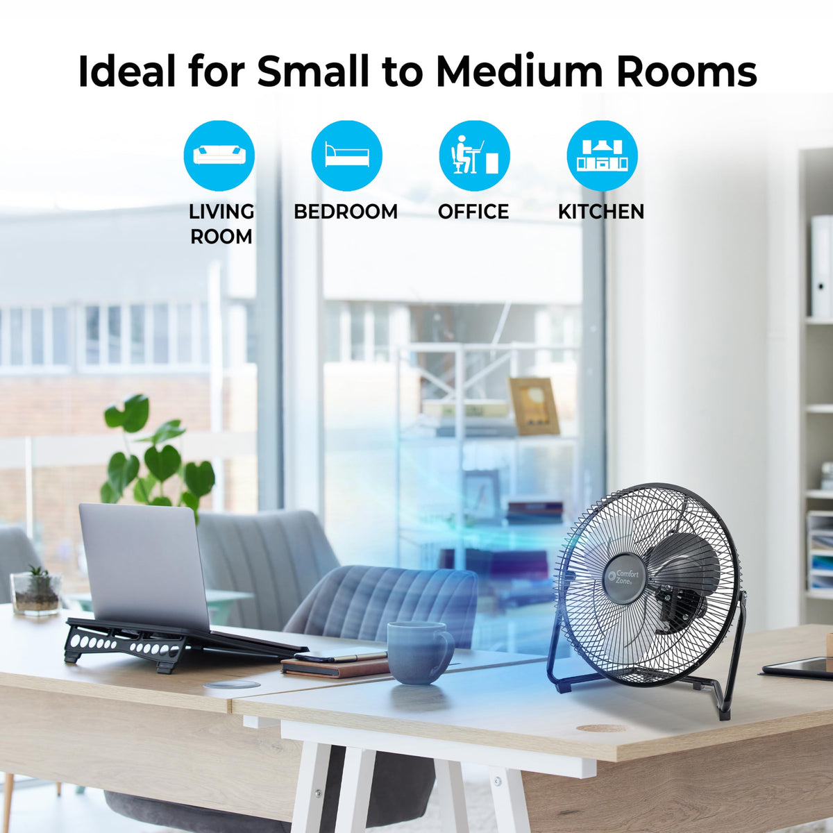 9 inch 3 Speed Metal Floor or Table Fan with Carry Handle X144