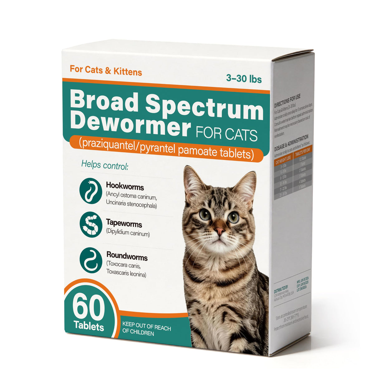 Broad Spectrum Cat Dewormer Tablets 60 Count T63910