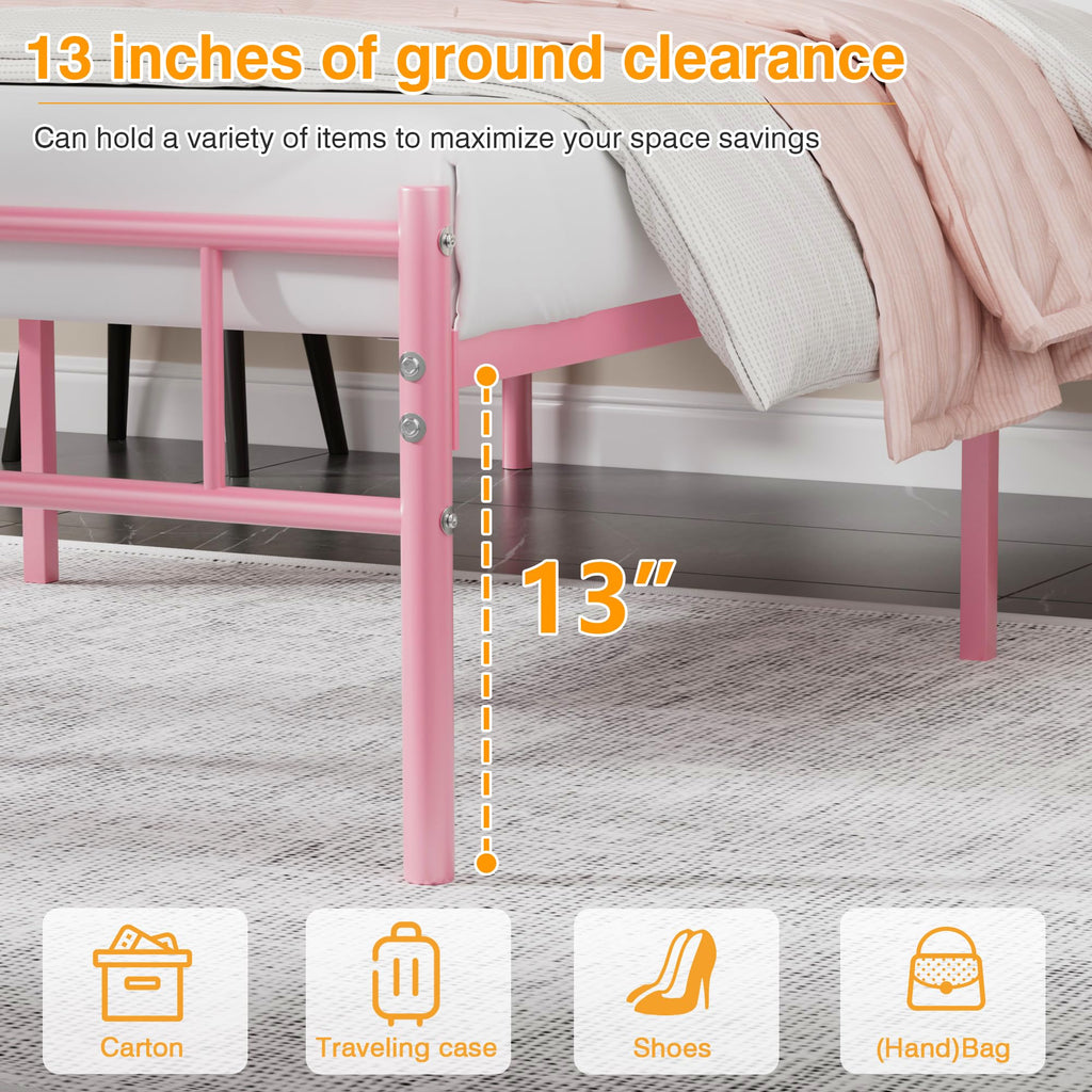 Twin Size Metal Bed Frame with Headboard and Footboard B663102