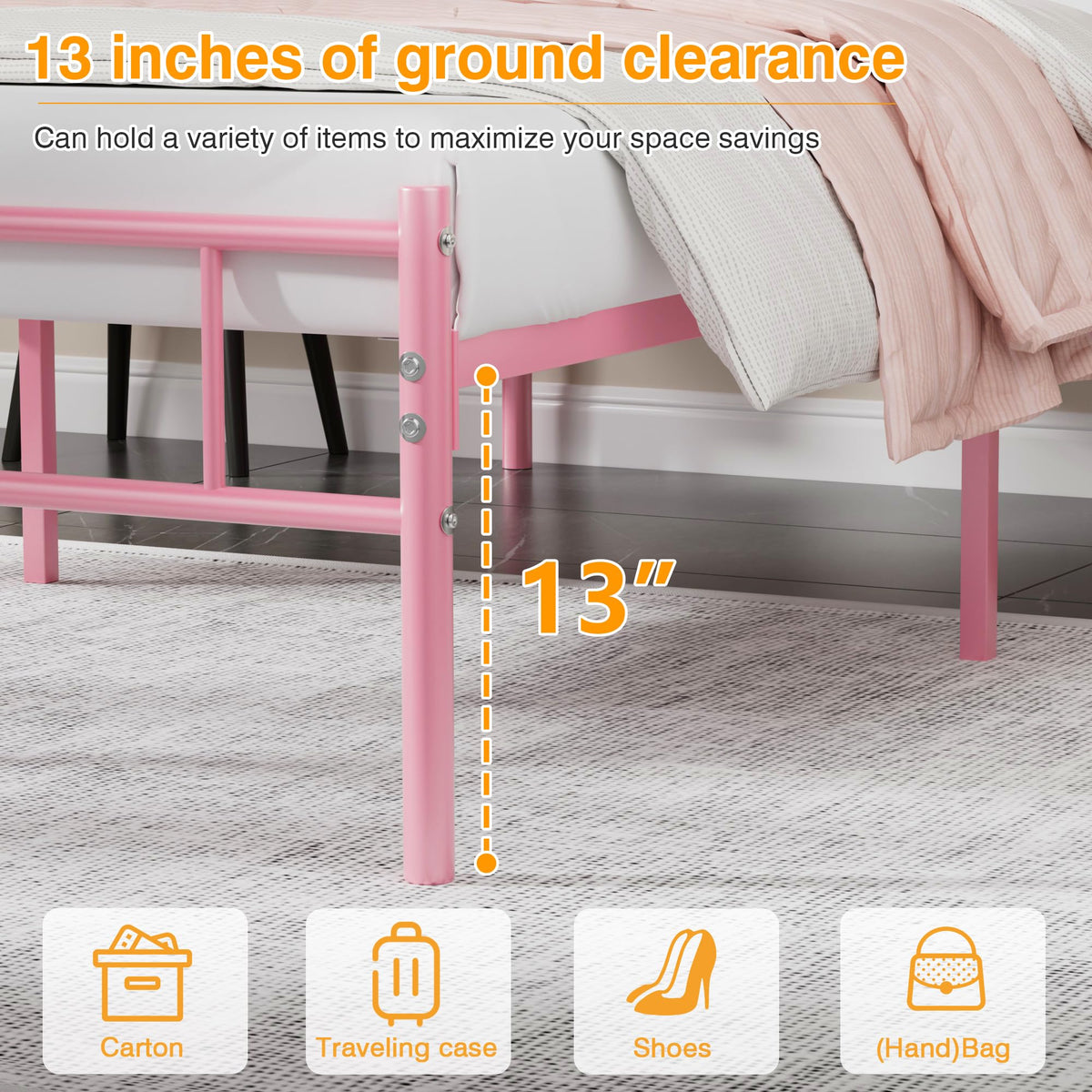 Twin Size Metal Bed Frame with Headboard and Footboard B663102