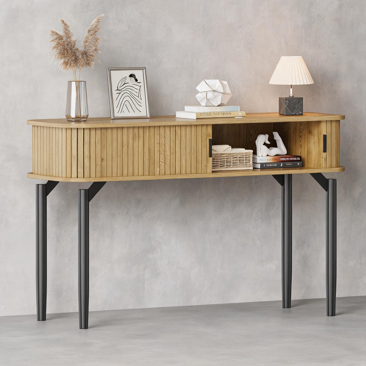 47 in Fluted Console Table with Storage W3723