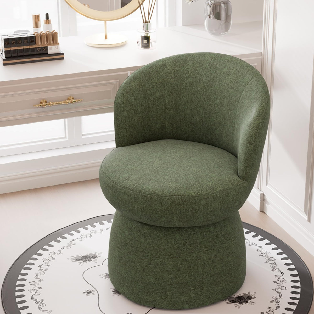 Green Boucle Fabric Swivel Accent Chair Set of 2 T548296