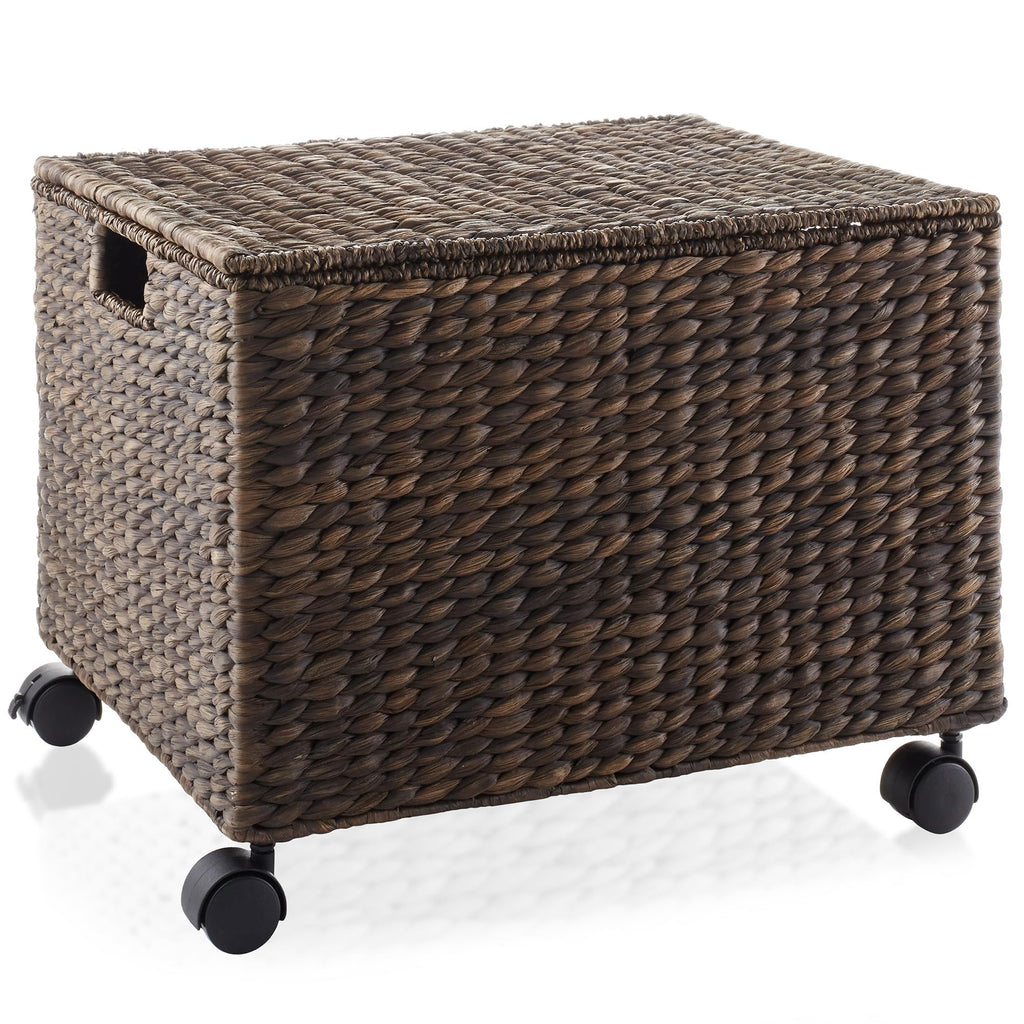 Espresso Rolling File Organizer with Lid and Wheels K872