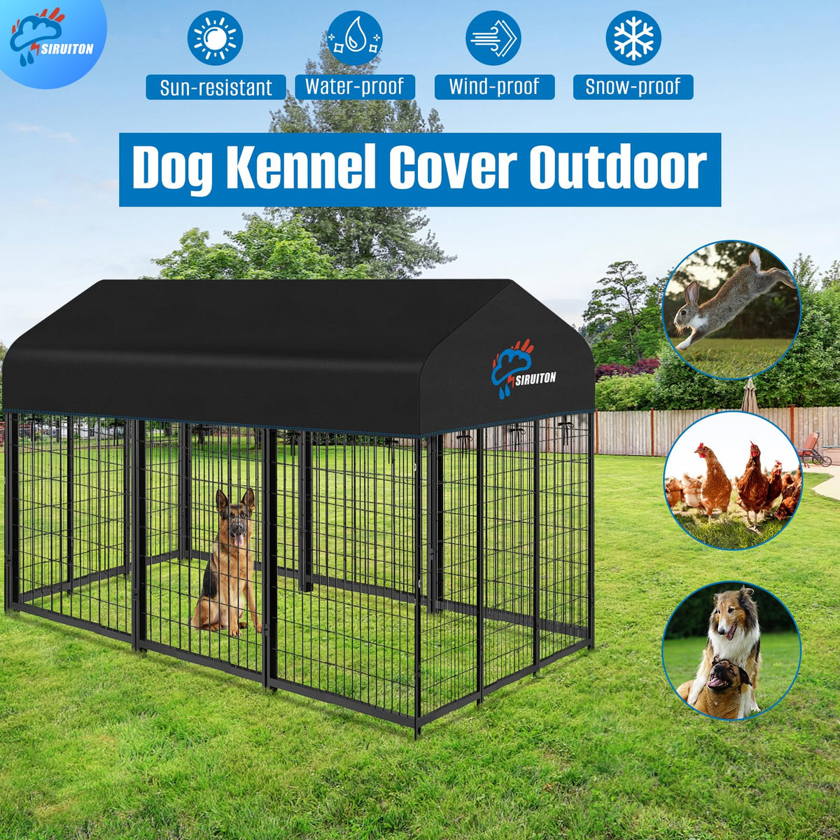 8x4FT Heavy Duty 600D Oxford Dog Kennel Replacement Cover X52982