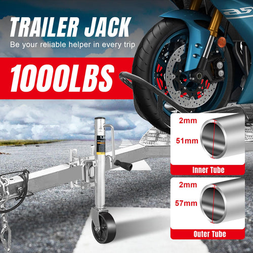 1000 lbs Heavy Duty Swivel Trailer Jack with Wheel X822