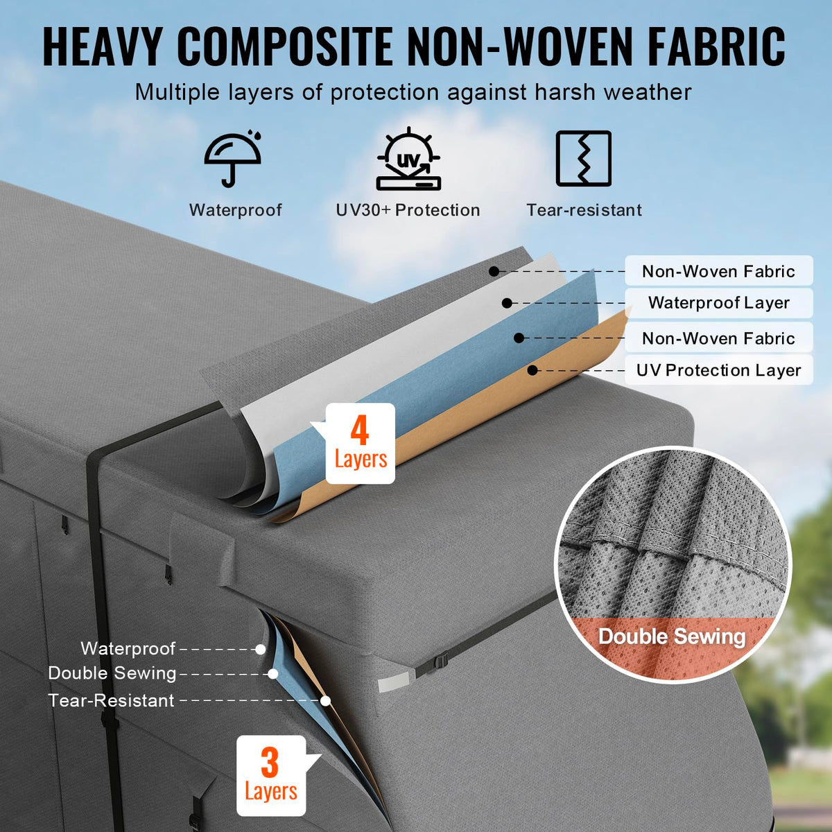 40-43 ft Non-Woven Fabric Waterproof RV Cover with Storage Bag I352