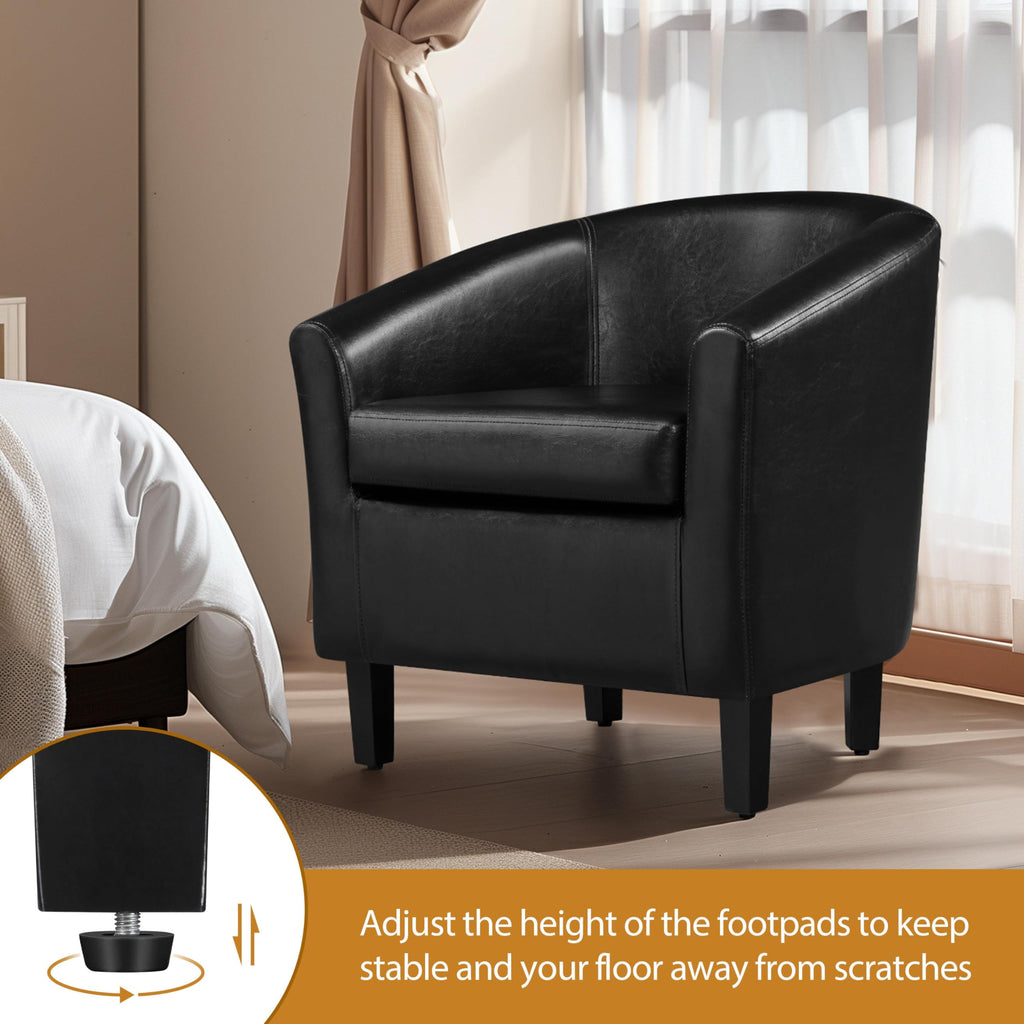 Black Faux Leather Barrel Accent Chairs D301916