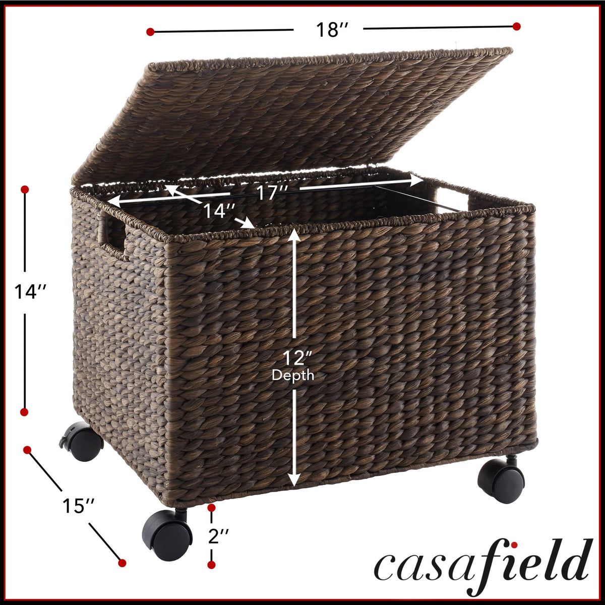 Espresso Rolling File Organizer with Lid and Wheels K872