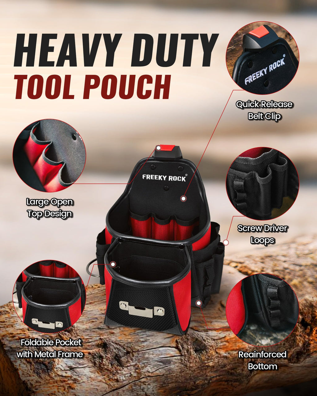 Heavy Duty Tool Belt with 2 Tool Pouches, Adjustable Work Belt Z8521