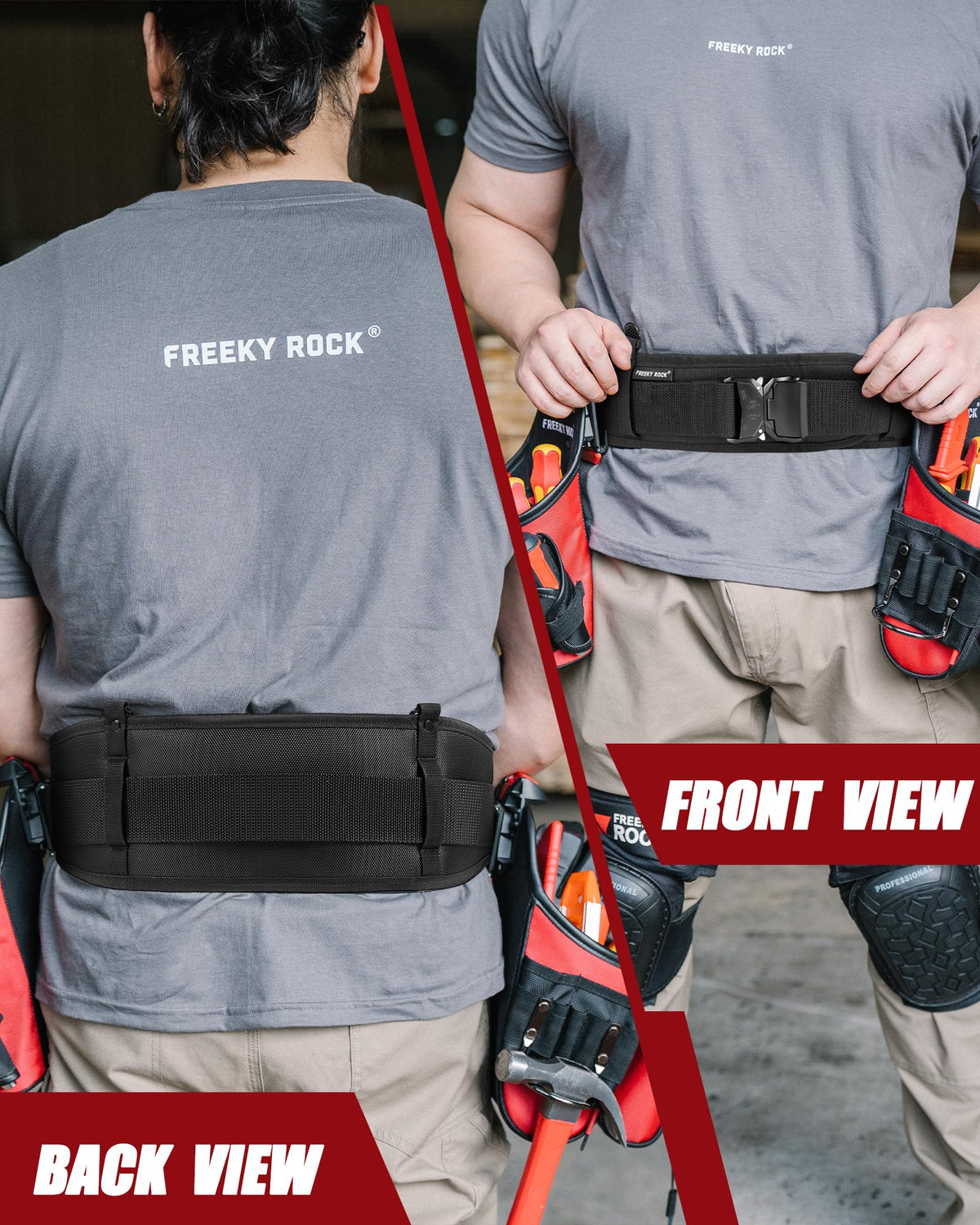 Heavy Duty Tool Belt with 2 Tool Pouches, Adjustable Work Belt Z8521