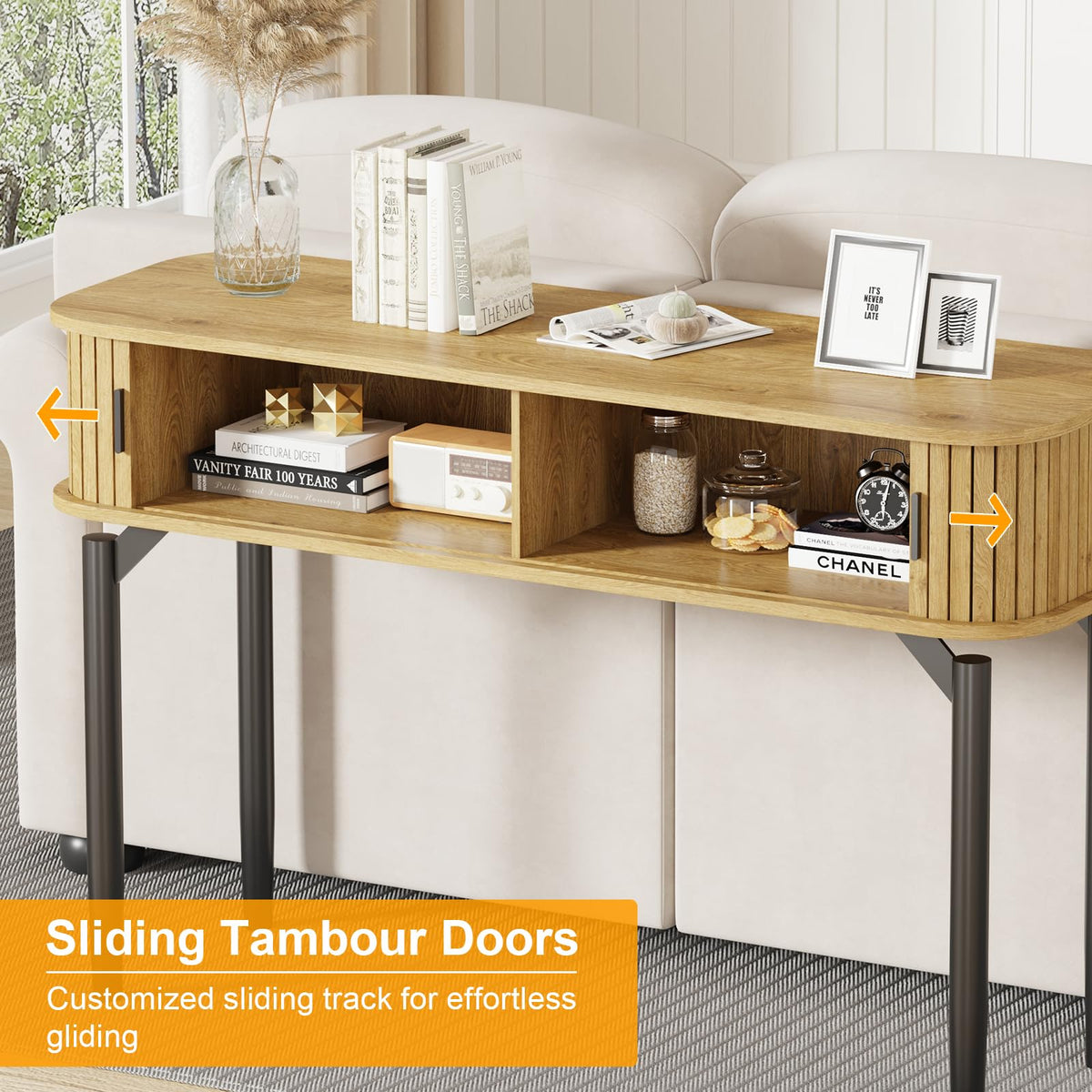 47 in Fluted Console Table with Storage W3723