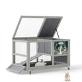 36.5" Two-Level Wooden Rabbit Hutch with Casters & Ramp X9741