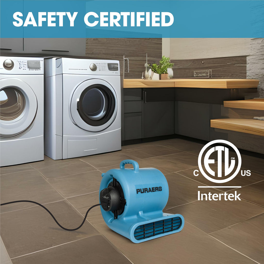 1/3 HP 2,550 CFM Blue Air Mover Carpet Dryer Floor Fan Q85413