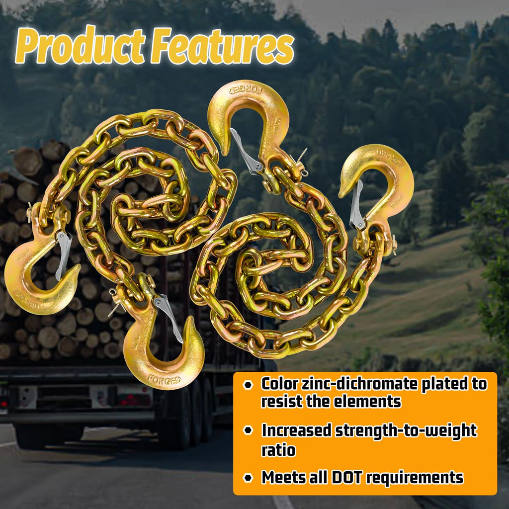 3/8"x36" Galvanized Trailer Safety Chains with Hooks, 2-Pack L12126