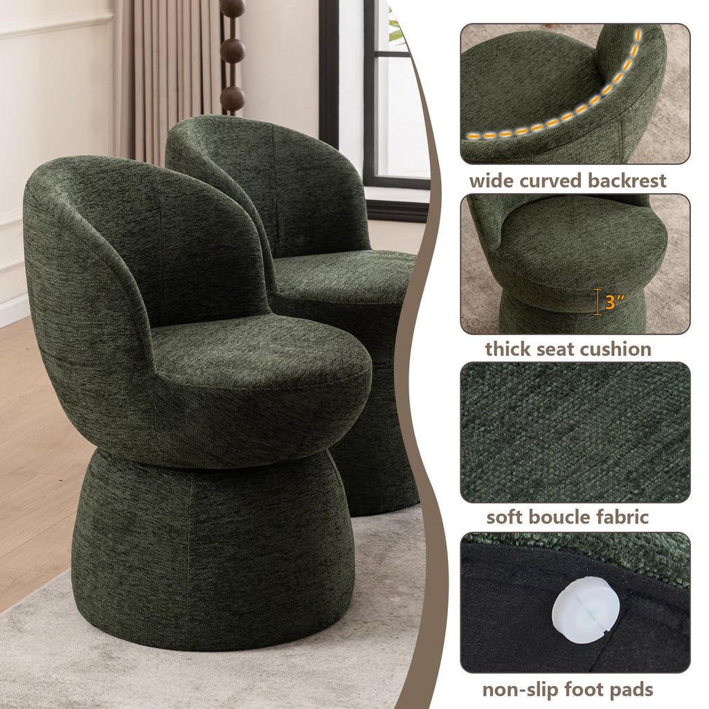 Green Boucle Fabric Swivel Accent Chair Set of 2 T548296