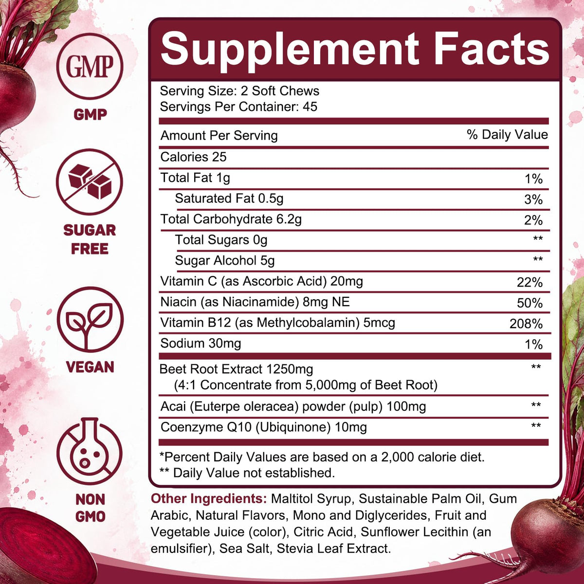 Beet Root Chews with CoQ10, Mixed Berry, 90 Ct C89239