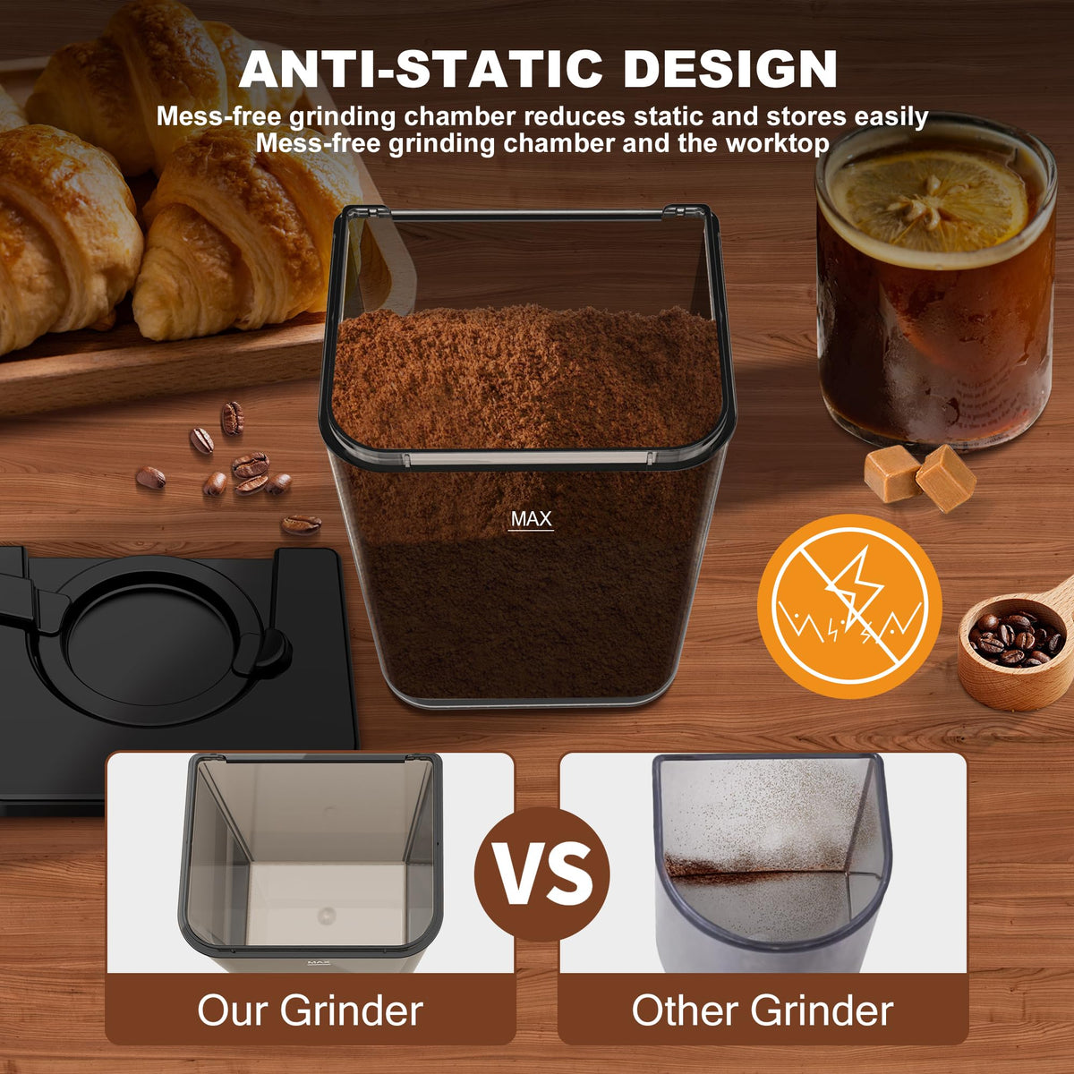 Black Electric Conical Burr Coffee Grinder U48784