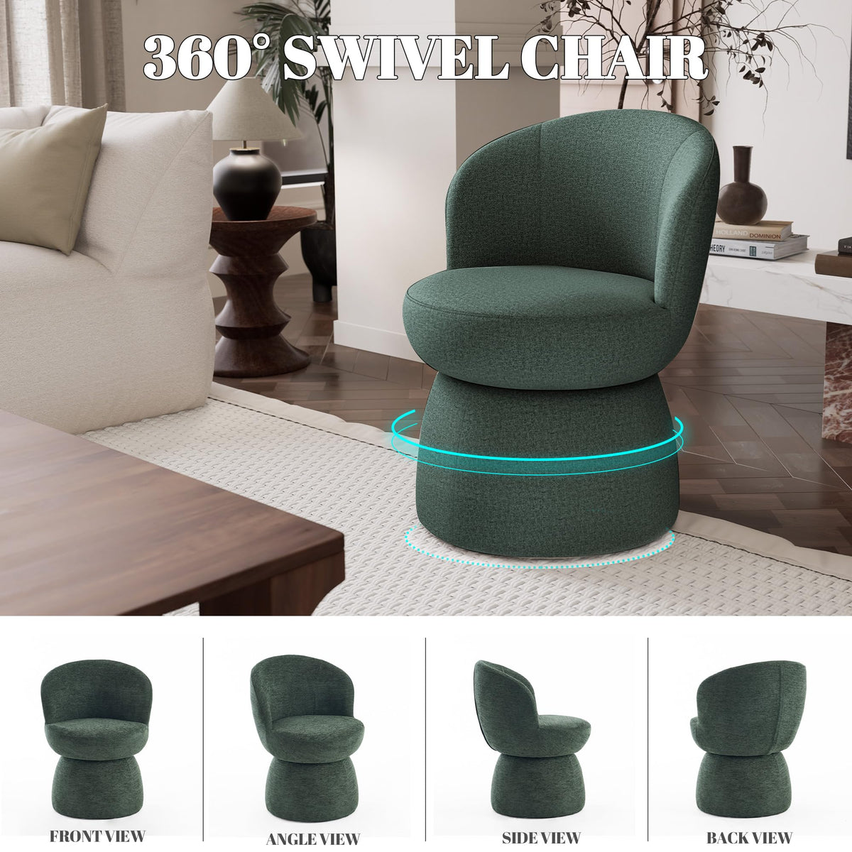 Green Boucle Fabric Swivel Accent Chair Set of 2 T548296